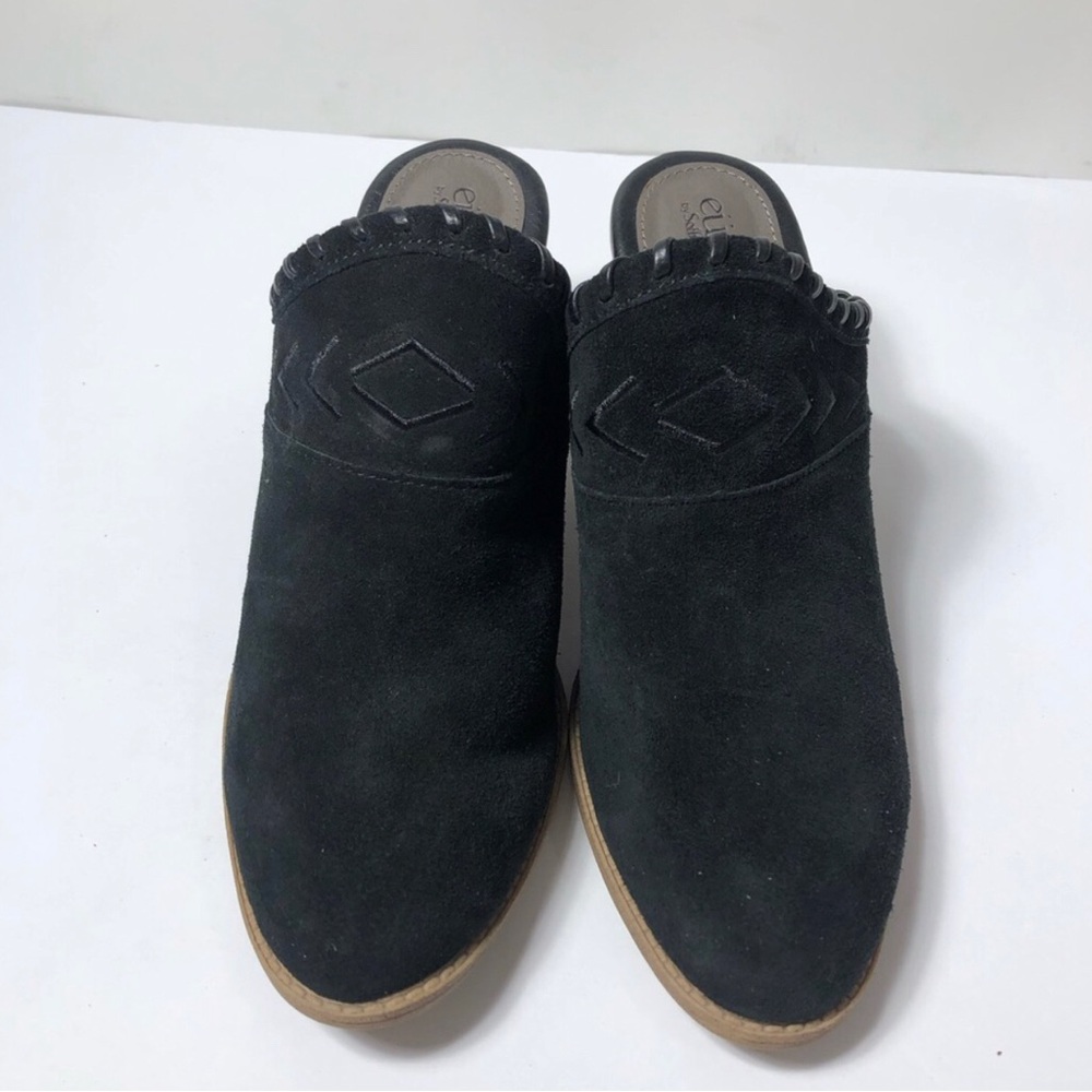 Euro Soft Suede Black Mule Heels. Size 8. - Picture 3 of 7